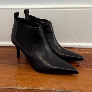Zara Black Leather Stiletto Heeled Chelsea Ankle Boots Good Condition 38 / 7.5